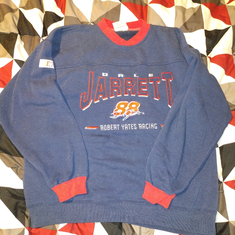 Dale Jarrett #88 Robert Yates Racing Mens Blue Pullover Sweater Chase Size Large